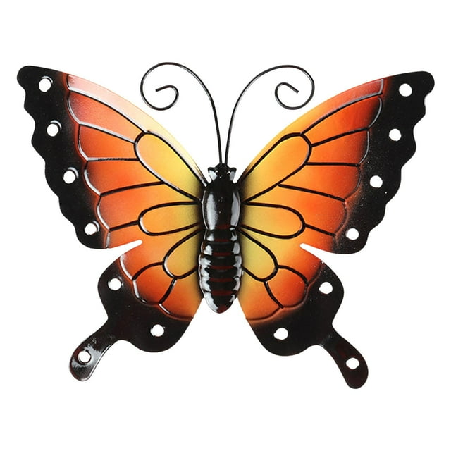 Mariposa 3D Decoración de pared Ornamento multicolor Mariposas simuladas negro naranja Gloria Obra de arte para colgar en la pared