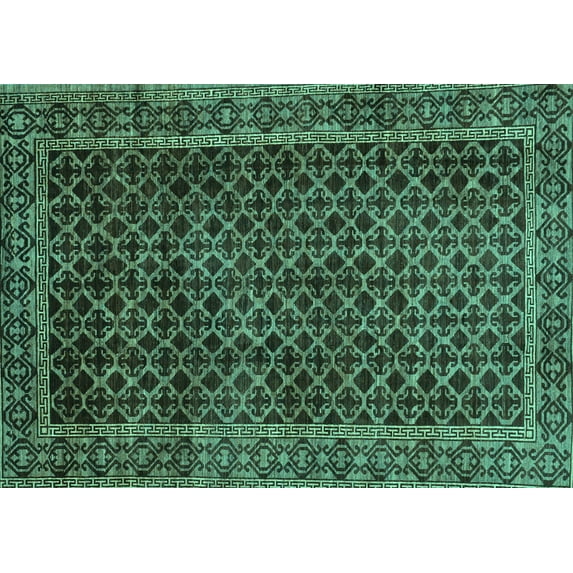 Ahgly Company Indoor Rectangle Southwestern Turquoise Blue Country Area Rugs, 7' x 9'