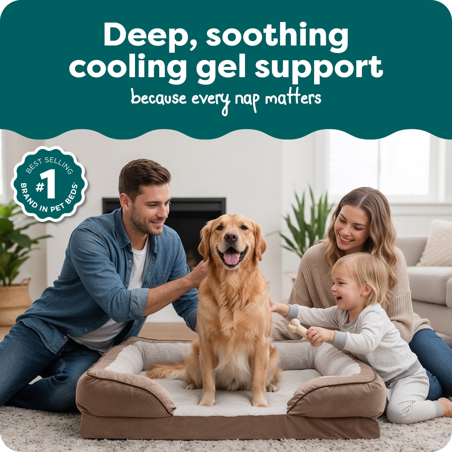 FurHaven Plush & Suede Full Support Mattress Sofa Pet Bed, Deep Pool, Jumbo, 1 Count