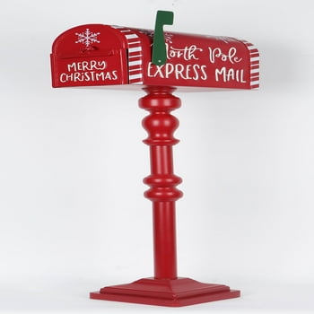 Holiday Time Red North Pole Express Mail Box Indoor/Outdoor Christmas Decoration, 38 inches, Red