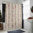 thumbnail image 3 of Christmas Shower Curtain Christmas Tree Bathroom Curtains with Hooks, Waterproof Fabric Star Pink Pine Leaves Linen Bath Shower Curtains Set for Bathroom Bathtubs Xmas Decor 72x72 Inch, 3 of 9