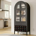 thumbnail image 5 of 71" Tall Wine Bar Cabinet, Arched Storage Cabinets with Door, Whiskey Station with Wine Rack and Glass Holder, Liquor Bar Cabinet for Home Kitchen Living Dining Room (Black), 5 of 8