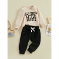 thumbnail image 3 of Hirigin Toddler Baby Girl Boy Fall Winter Clothes 6 12 18 Months 2T 3T Long Sleeve Funny Letters Sweatshirt Pullover Tops Pants Set, 3 of 8