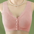thumbnail image 2 of Bras for Women Wireless Plus Size Lace Fashion Thin Style Ventilate Front Buckle Bra Without Steel Rim Pink M-3XL, 2 of 6