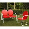 Crosley Griffith 2 Piece Metal Patio Sofa Set in Red