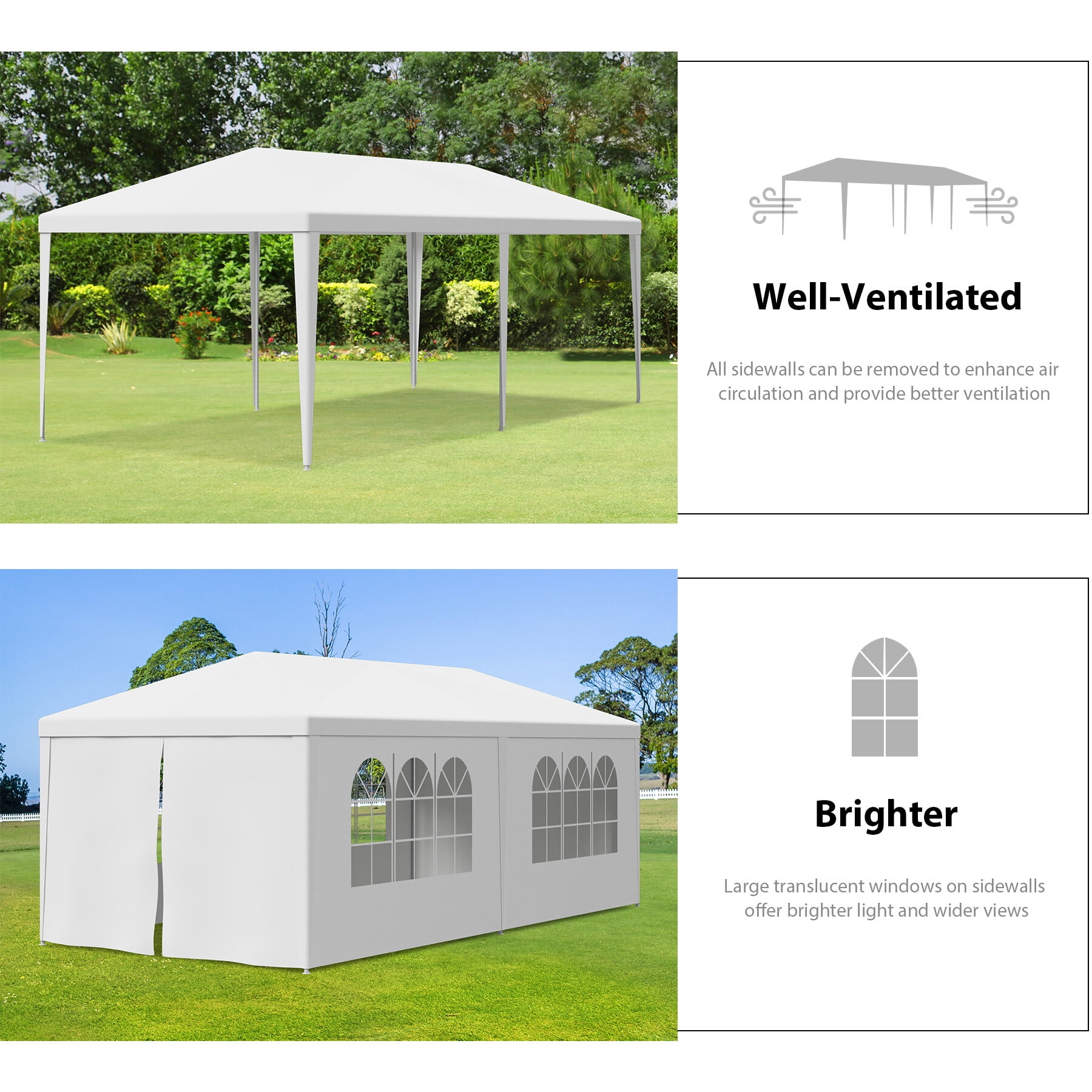 ZenSports 10'x20' Outdoor Gazebo Canopy Wedding Party Tent Storage Shelter Pavilion, White