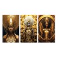 thumbnail image 2 of Designart "Floral Goddess of African Origin II" African American Woman Wall Art Set Of 3 - Woman African American Gold Canvas Set For Living Room Decor, 2 of 6
