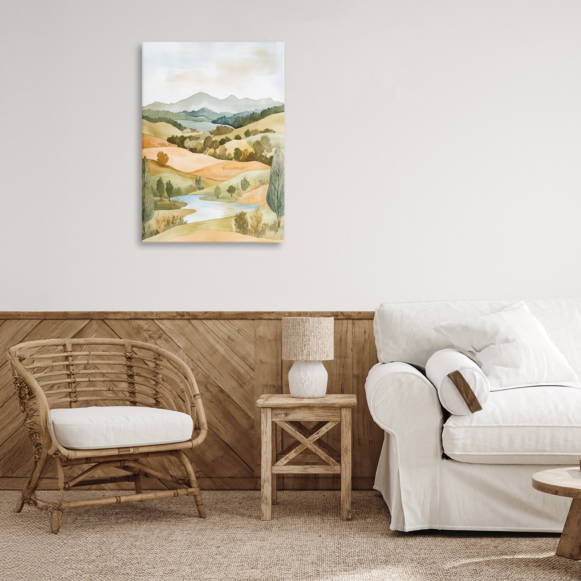 Stupell Industries Watercolor Hills & Tranquil Valley Canvas Wall Art, design by Petal Prints Design