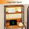 thumbnail image 7 of Satifur Tall LED Nightstand,Bedside Table with Charging Station,2 Fabric Drawers & Shelfs for Bedroom Living Room,Rustic Brown, 7 of 7