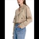 thumbnail image 1 of Chaqueta Corta de Ciclismo para Mujer, Gabardina Informal Cruzada con Cinturón Caqui S, 1 of 10