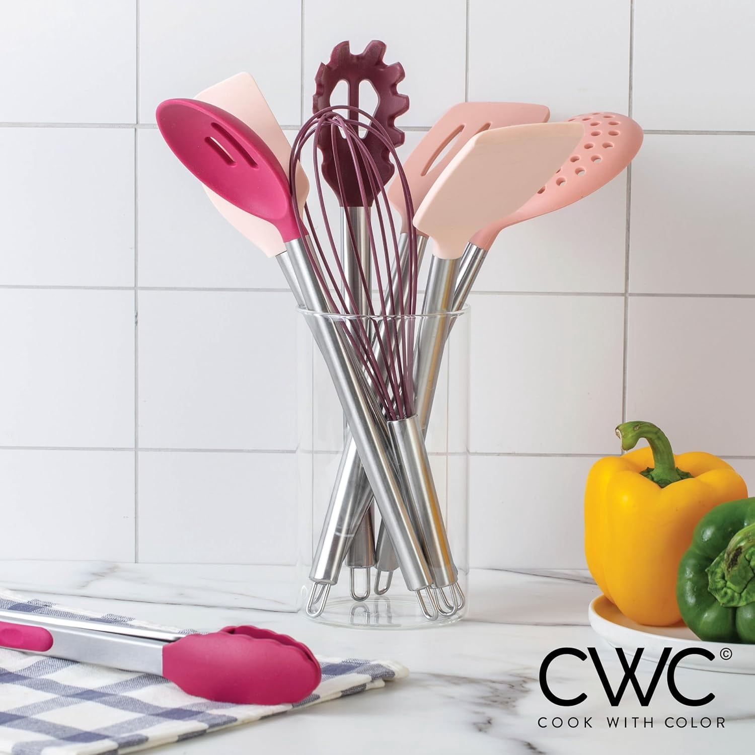 COOK WITH COLOR 10-Pc Cooking Utensils Set Kitchen Gadgets & Essentials, Rose