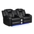 thumbnail image 2 of Benz LED & Power Reclining Loveseat Made With Faux Leather in Black, 2 of 13