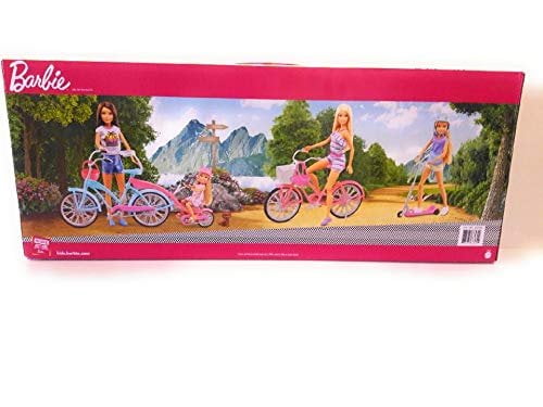 barbie sisters with bikes and scooters