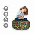 thumbnail image 2 of Fish Storage Toy Bag Chair, Doodle Style Retro Underwater Life Sea Animals Simple Silhouettes in Different Colors, Stuffed Animal Organizer Washable Bag, Large Size, Multicolor, by Ambesonne, 2 of 3