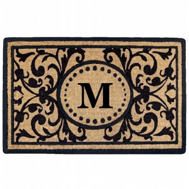 Nedia Home O2351M Tapis de Coco Historique Robuste de 18 x 30 Po Monogrammé M