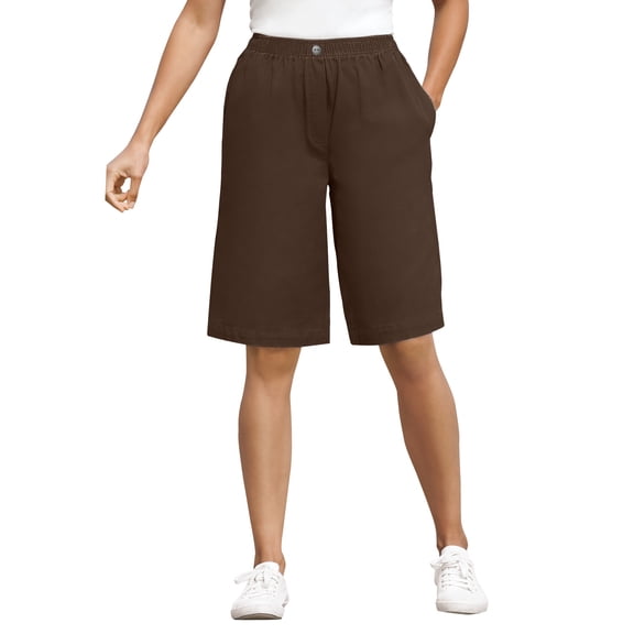 Woman Within Plus Size 7-Day Elastic-Waist Cotton Denim Short