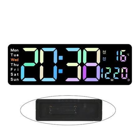 Necvior 12Inch Large LED Wall Clock with 2 Alarm Clock Big Screens 10 Level Brightness
