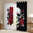 thumbnail image 3 of Feelyou Gothic Skull Teens Black Out Curtains, Valentine's Day Rose Curtains Pack of 2 (42x63 Each), Black Red Flower Bedroom Curtains, Window Curtains Decor, 3 of 7