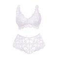 thumbnail image 3 of Bjutir Plus Size Sexy Lingerie Set For Women V Neck High Waist Floral Lace Bra With Panty 2 Piece Set Underwire Set White, 3 of 8