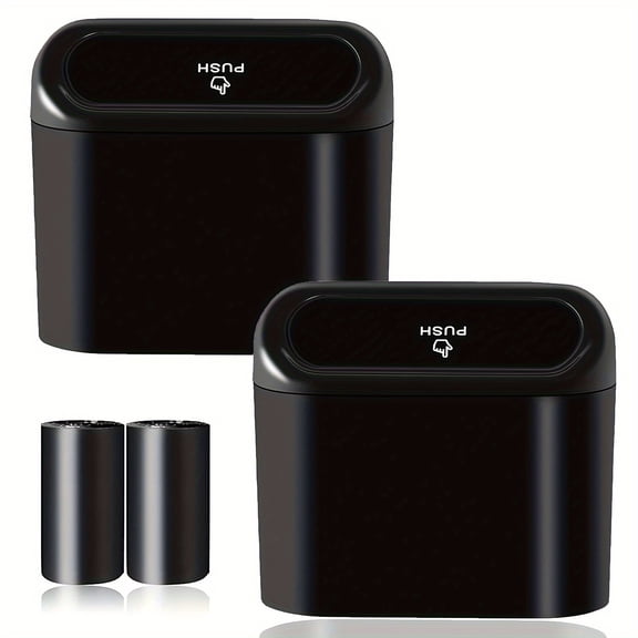 Car Trash Can with Lid - 2pcs of Universal Car Mini Leak-Proof Trash Cans, with 40 Garbage Bags, Can Store Car Office Bedroom Home Front and Rear Seat Accessories