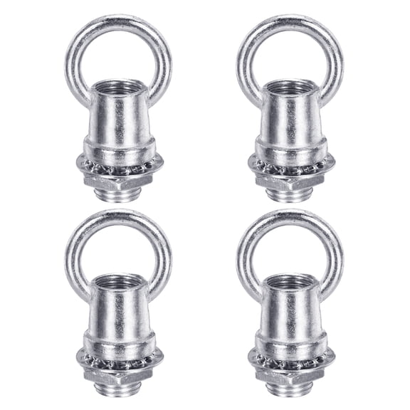 Uxcell 18lb Load Lamp Female Loop Holder 4 Set M10 Fine Thread Lifting Eye Nut Hook Ring Shape Silver 1 x 1.1 inch
