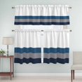 thumbnail image 5 of Grey Blue Curtain Valances Set Geometric Stripes Kitchen Curtains 36&nbsp;inch Length Rod Pocket Valance and Tiers 3 Piece Set Small Bedroom Bathroom Laundry Decor, 5 of 9