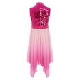 thumbnail image 4 of Haitryli Girls Liturgical Worship Praise Dance Tunic Dresses Lyrical Contemporary Dancewear Shiny Sequins Bodice Dress Hot Pink 8, 4 of 7