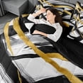 thumbnail image 4 of meiyoeat Black Gold Graffiti 7-Piece King Bedding For Kids,Modern Abstract Geometric King Bed in a Bag For Adults,Black Reversible, 4 of 7