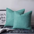 thumbnail image 2 of Teal 20x20 Pillow Covers Set of 2, Farmhouse Burlap Solid Green Color Modern Linen Texture Throw Pillow Covers Decorative Couch Cushion Case, Microfiber Square Pillowcases for Bedroom Car Living Room, 2 of 7