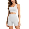 thumbnail image 2 of Maqroz Workout Sets for Women Two Piece Seamless Activewear Ribbed Scoop Neck Sleeveless Crop Tank Tops High Waisted Biker Shorts Gym Yoga Athletic Matching Outfits, 2 of 9