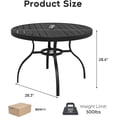 thumbnail image 5 of CHINNLUU 41” Patio Outdoor Dining Table, Wood-Grain Patio Round Table with Umbrella Hole, All-Weather Metal Dining Table for Party, Lawn & Garden, 5 of 11