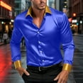 thumbnail image 2 of Mens Shirts Under $10 Mens Satin Dress Shirts Long Sleeve Button Down Silk Shirts Bussiness Casual Work Shirt for Wedding Party Prom, 2 of 7