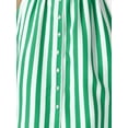 thumbnail image 5 of DARING DIVA Women's Striped Button Front Elastic Back Waist A-Line Midi Skirt Medium Green, 5 of 6