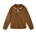 thumbnail image 2 of Gibobby Sudaderas con cremallera Sudadera informal de manga larga con cremallera para mujer con cordón suelto con cremallera de un (Marrón, M), 2 of 4