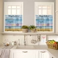 thumbnail image 4 of Merry Christmas Kitchen Curtains and Valances Set, Washing Machine Clothes Blue Yellow Woodcuts Rod Pocket Window Valance Window Curtain Panels for Living Room Bedroom Laundry, 27.5x24in, 3 Pieces, 4 of 7