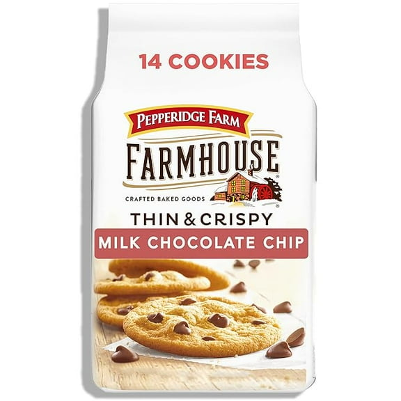 Pepperidge Farm Farmhouse Thin and Crispy Milk Chocolate Chip Cookies, 6.9 OZ Bag (14 Cookies)( Pack of 3 )