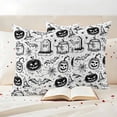 thumbnail image 3 of Black White Pumpkin Halloween Outdoor Waterproof Pillow Covers, Retro Art Web Gravestone Animals Decorative Square Throw Pillowcase Sofa Cushion Sham for Patio/Couch/Chair, 24"x24" 2 Pack, 3 of 8