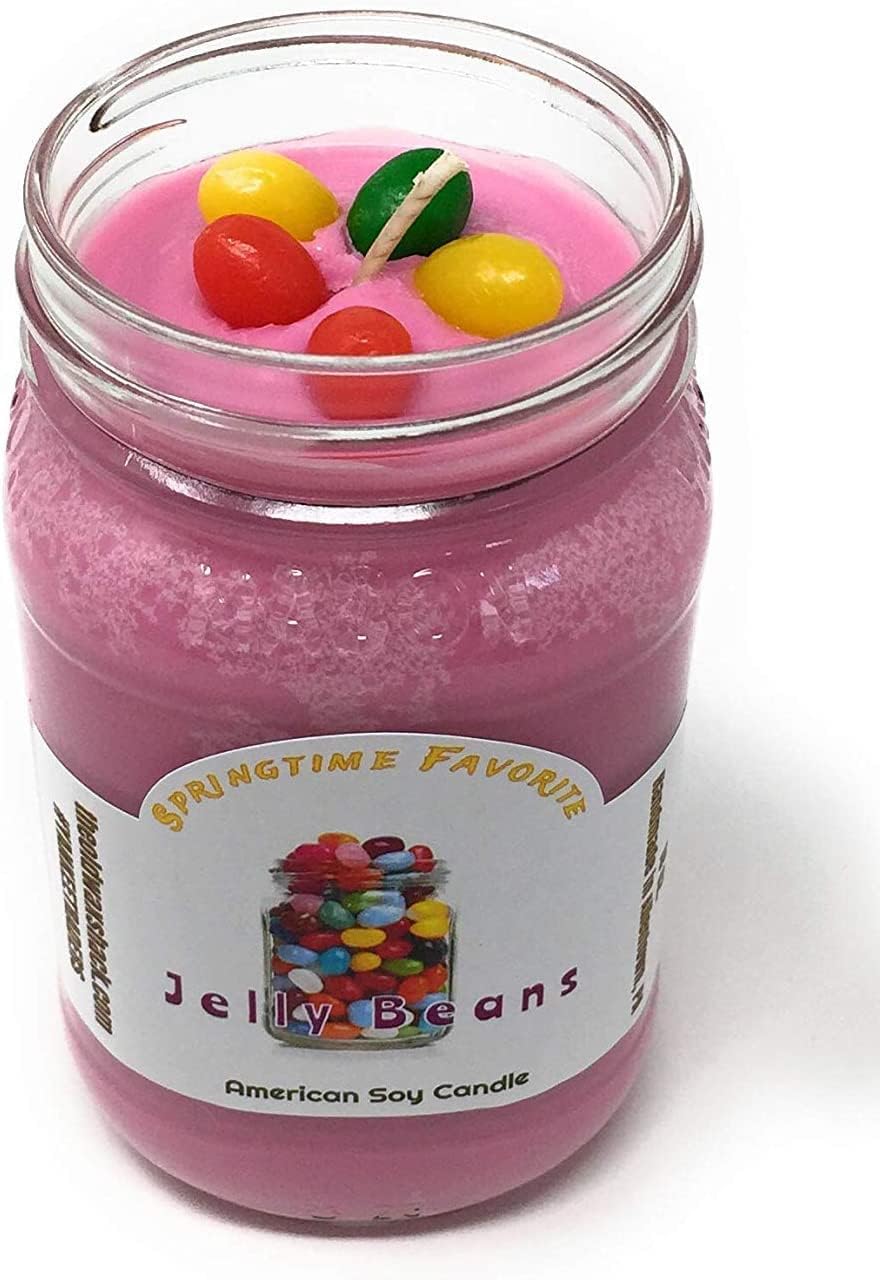 The Old Wax Shack® Jelly Beans, Sweet Fruit Scented, Soy Candle 16 oz. Mason Jar