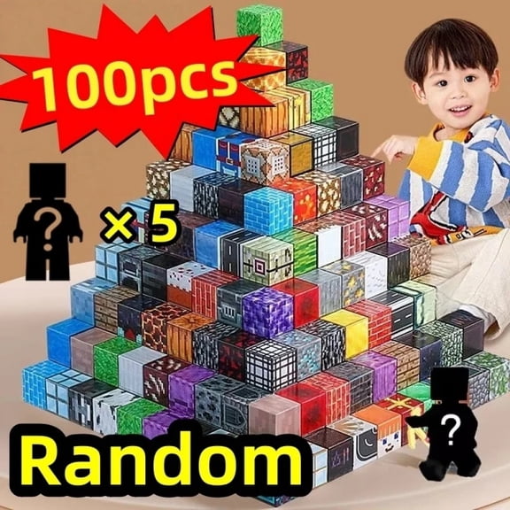 Mine World Magnetic Building Cubes, ABS Plastic Forest House Stacking Blocks, STEM Sensory Toy for Kids Gift