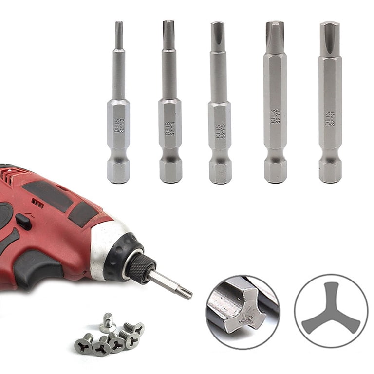 Triwing Screwdriver Bit Set - 6 Sizes Y0-Y5, Magnetic 1/4" Hex Shank, S2 Steel, 2" Long For Electronics & Repairs