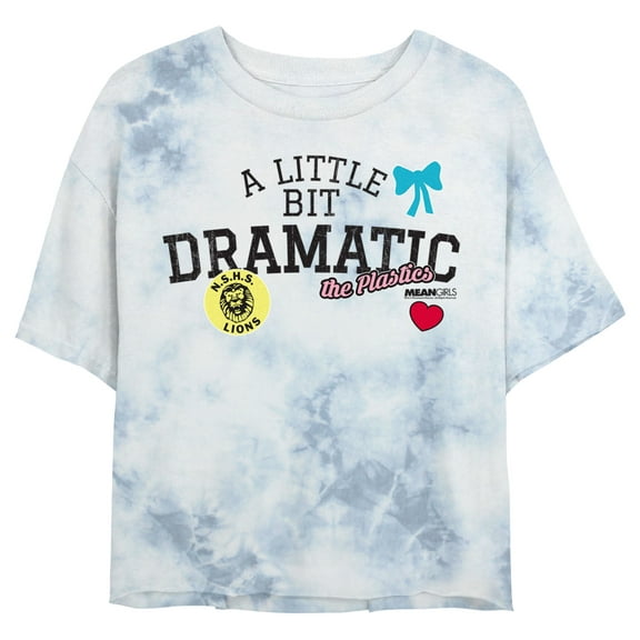 Junior's Mean Girls A Little Bit Dramatic Graphic Crop T-Shirt White/Blue Large