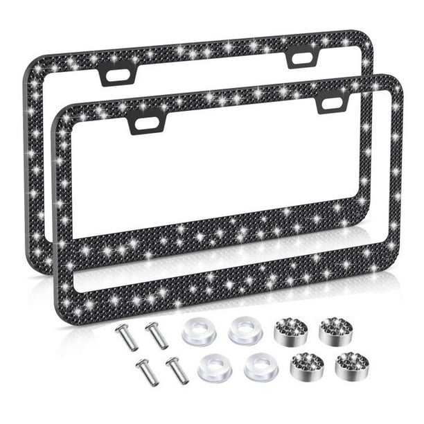 2 Pack Car License Plate Frames for Women and Men,Sparkly Diamond