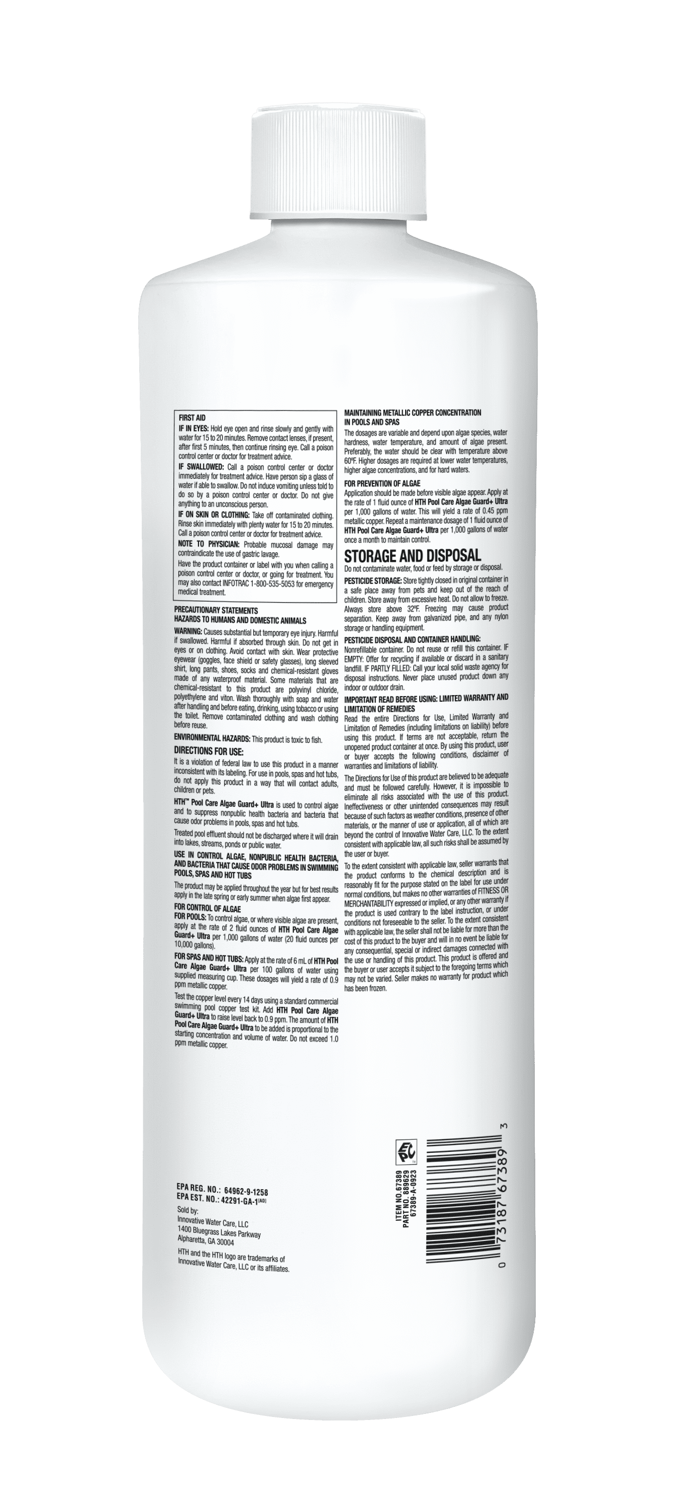 (2 pack) HTH Pool Care Algae Guard Ultra Plus — Liquid, 28 fl oz — Pool Algaecide for All Pool Types