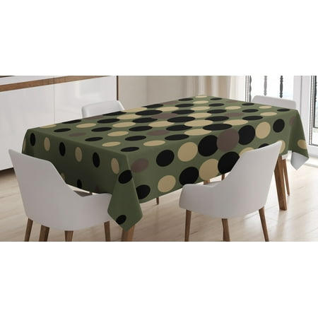 

Olive Green Tablecloth Retro Style Pattern with Geometric Circles Dotted Design Abstract Composition Rectangular Table Cover for Dining Room Kitchen 52 X 70 Inches Multicolor by Ambesonne