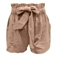 thumbnail image 6 of Womens Shorts Summer Ruffle Hem Bow Tie Waistband High Waisted Baggy Dressy Casual Womens Jorts with Pockets S-2XL, 6 of 8