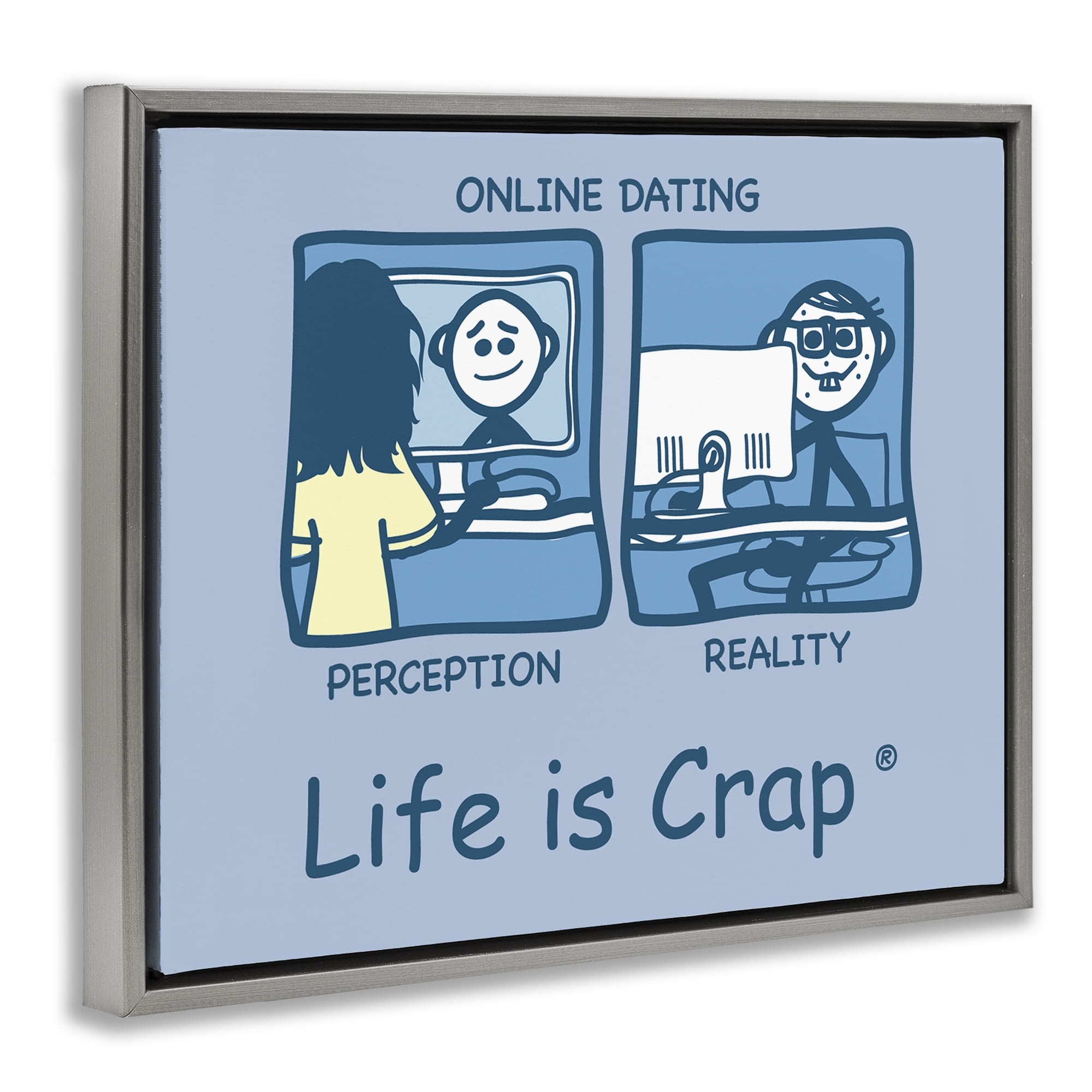 Stupell Industries Perception and Reality Dating Novelty & Humor Painting Gray Floater Framed Canvas Art Print Wall Art, 21 x 17