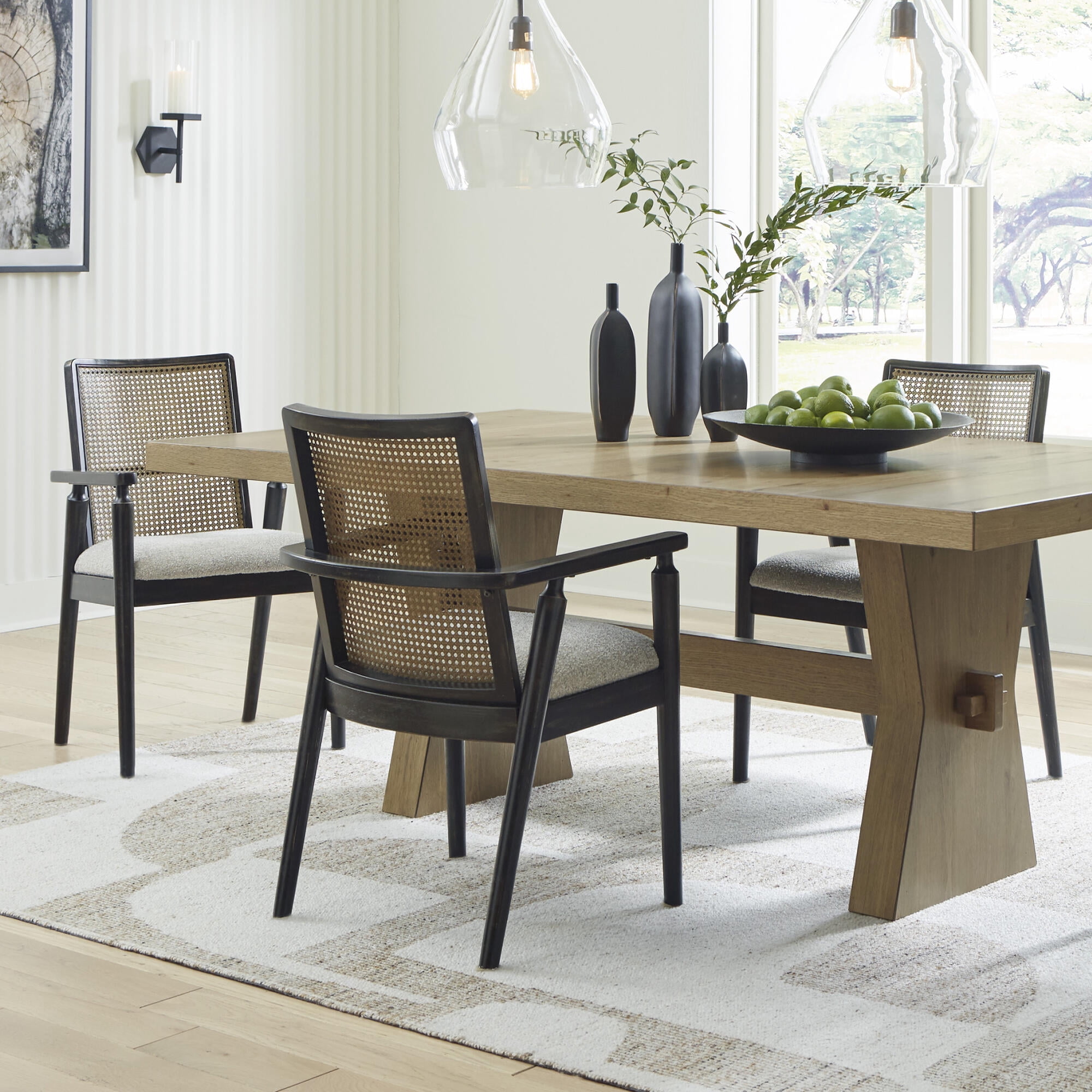 Signature Design by Ashley Galliden Dining Arm Chair, Set of 2, Black