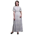 thumbnail image 1 of Bimba Robe Maxi à Taille Smockée Imprimée en Rayonne à Fleurs et Feuilles avec Fente Latérale pour Femme - Grande, 1 of 1
