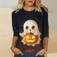 thumbnail image 2 of QQZ 2026 Fall Womens Plus Size Halloween Graphic Crew Neck 3/4 Sleeve Top, Loose Fit Casual Blouses For Daily And Holiday Occasions, 2 of 5
