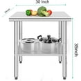 thumbnail image 3 of HELLONE Stainless Steel Table 30 x 24 Inch, Commercial Heavy Duty Prep Table for Restaurants, Homes and Hotels, 3 of 7